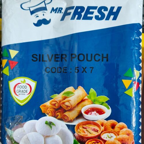 MR FRESH SILVER POUCH 5*7 100 PCS 90 RS MRP