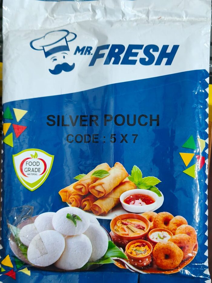 MR FRESH SILVER POUCH 5*7 100 PCS 90 RS MRP