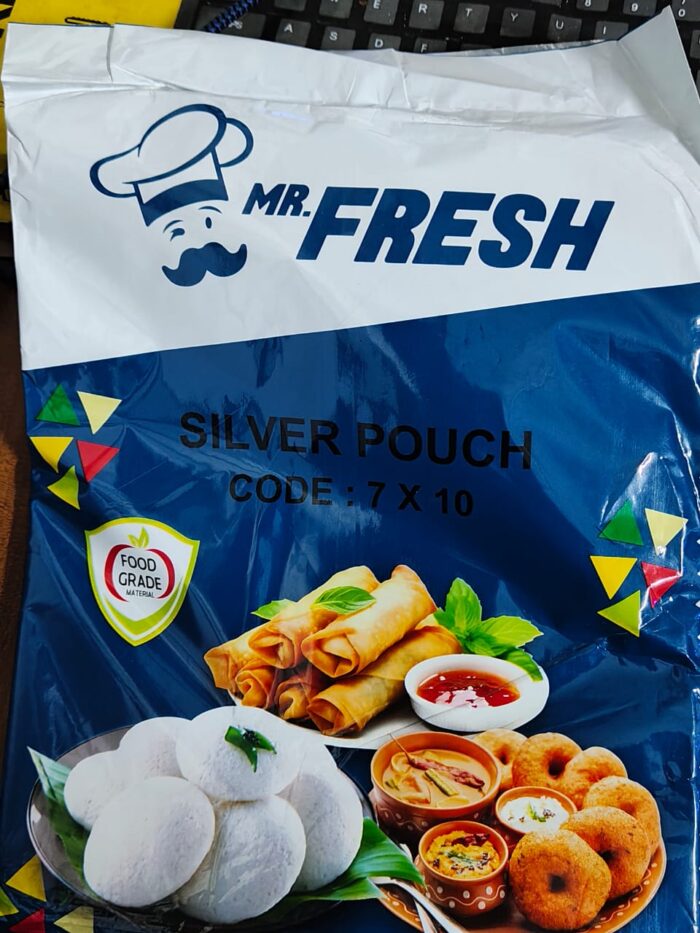 MR FRESH SILVER POUCH 7*10 100 PCS 170 RS MRP